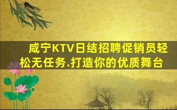 咸宁KTV日结招聘促销员轻松无任务.打造你的优质舞台